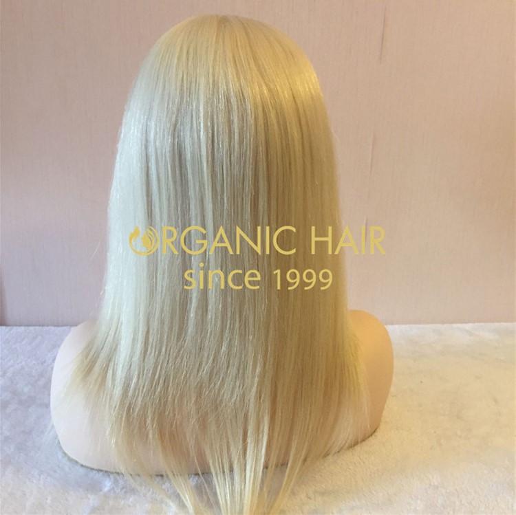 Platinum blonde full lace wig for women H96
